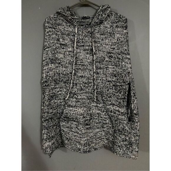 Express Hooded Poncho Mohair Wool Blend Black/White Size S - Picture 1 of 5